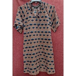 NWOT Banana Republic Tie Neck Mini Dress Office Siren Mod Retro Geo Print Fall